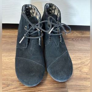 Black Suede Tom’s Wedge Booties